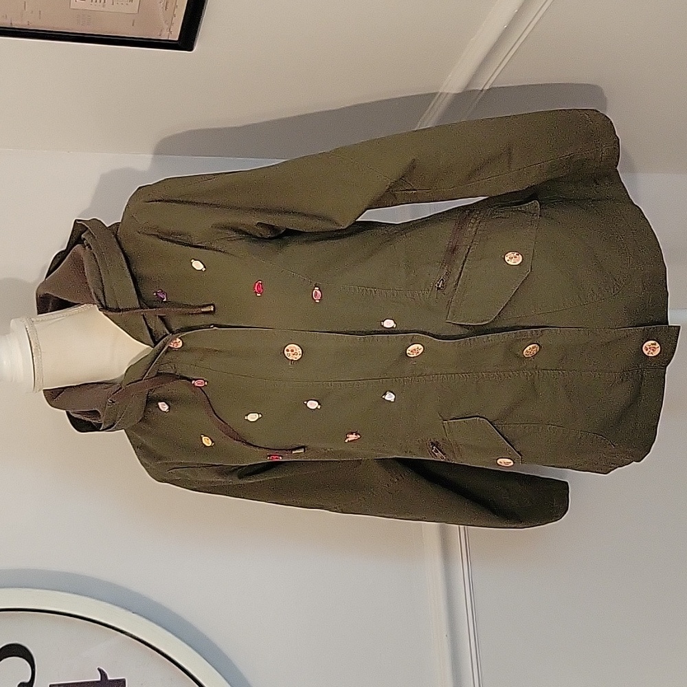 Love Tree Floral Army Green Utility‎ Jacket Womens Small